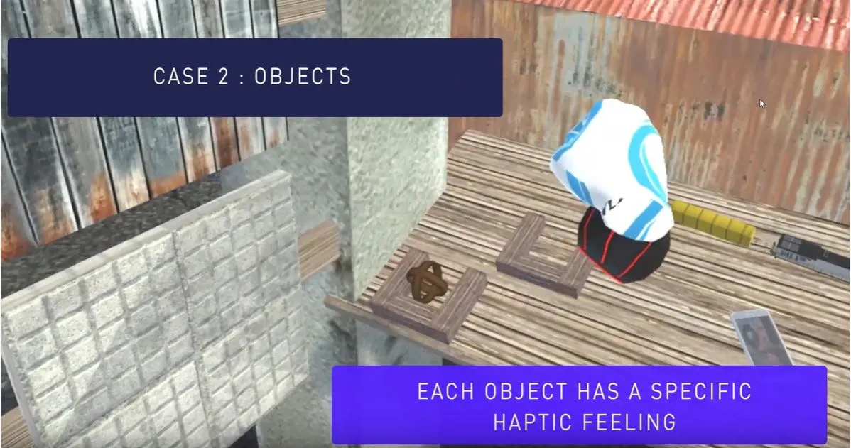 Screenshot of a haptic objects' hand interaction from Interhaptics' haptics demonstrator