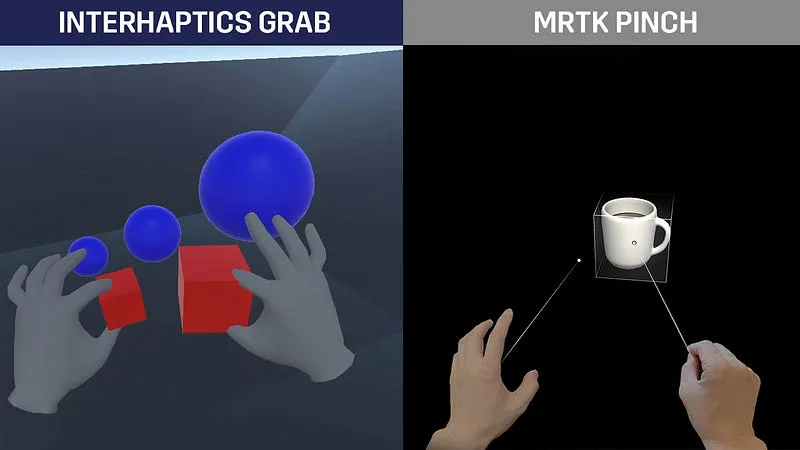 hand interactions for VR/AR/MR
