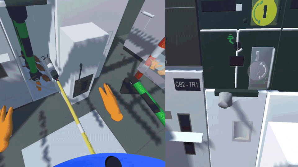 VR Training scene made with Interhaptics