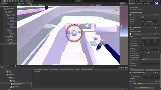 Fingers free snapping settings image from Interhaptics demo