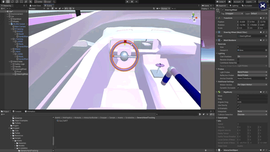 Block hands snapping settings image from Interhaptics demo