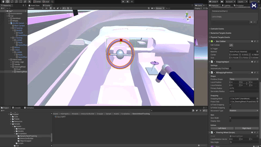 Hand moving around primitive settings image from Interhaptics demo