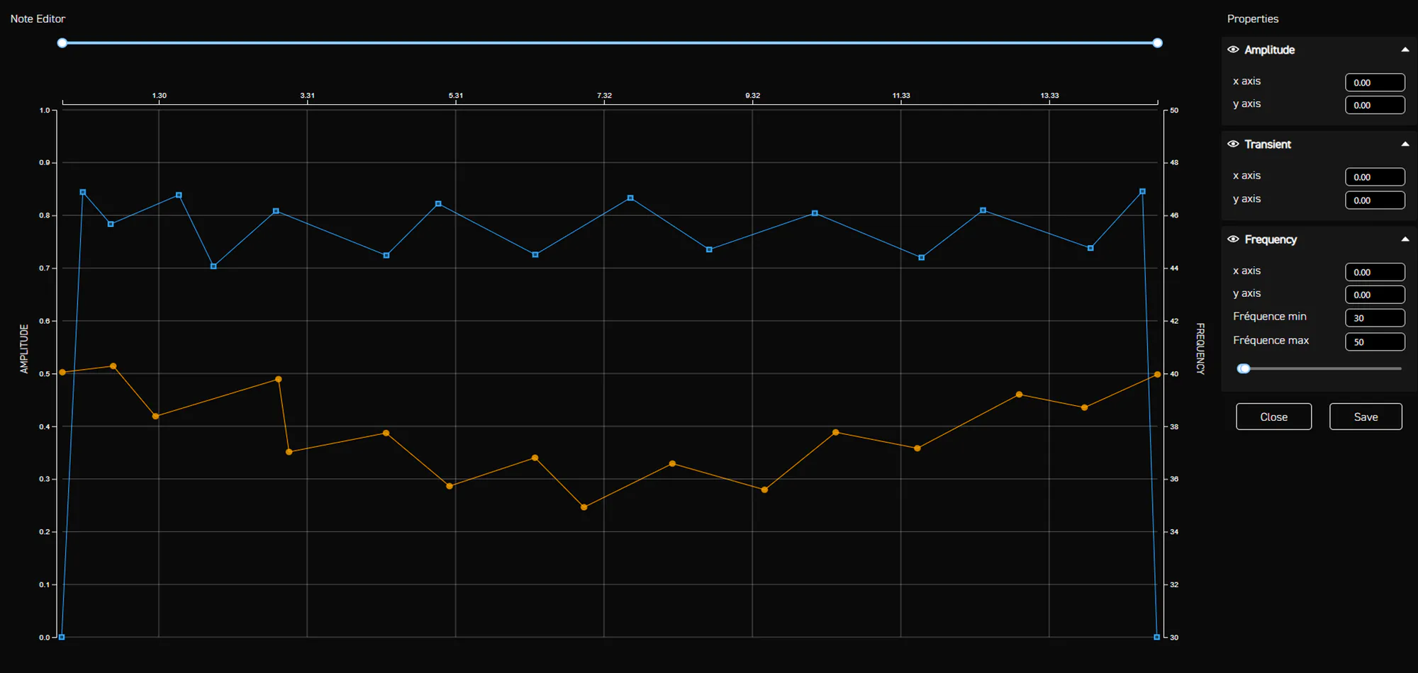 Note editor for the Battlefield 6 aircraft engine: varying amplitude with a slightly shifting low frequency