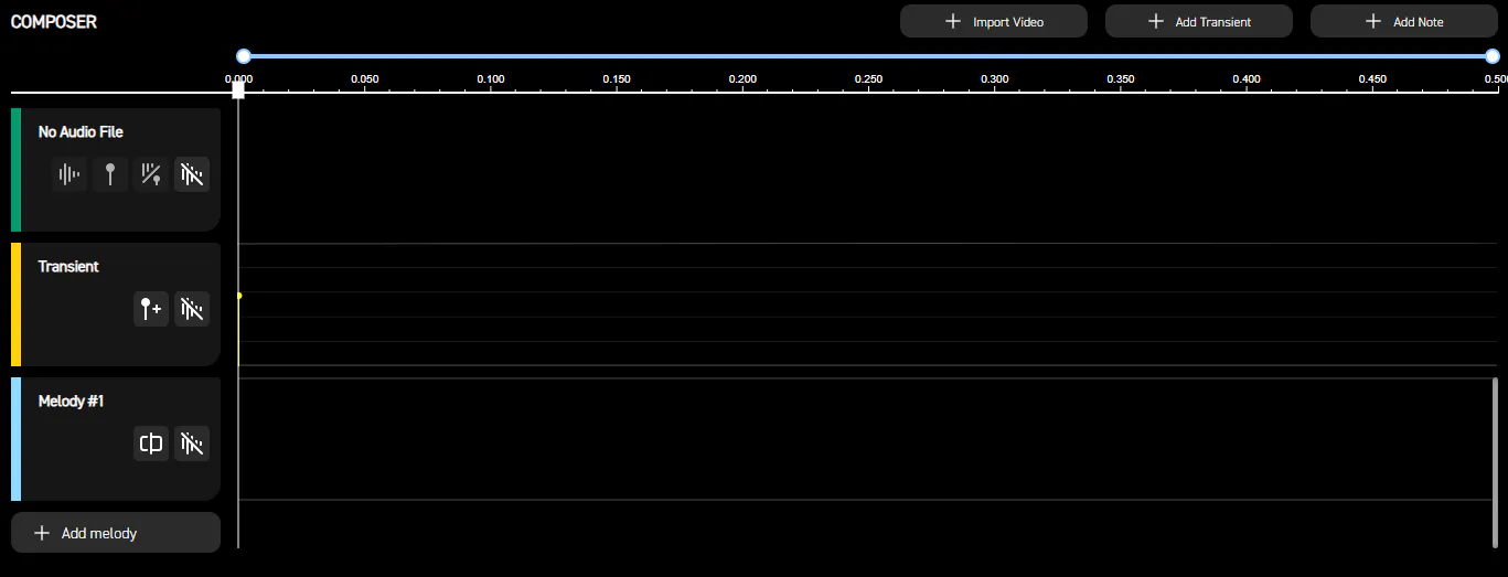 Haptic Composer timeline for the 007 First Light Lure effect, reusing the Bluff single-transient vocabulary