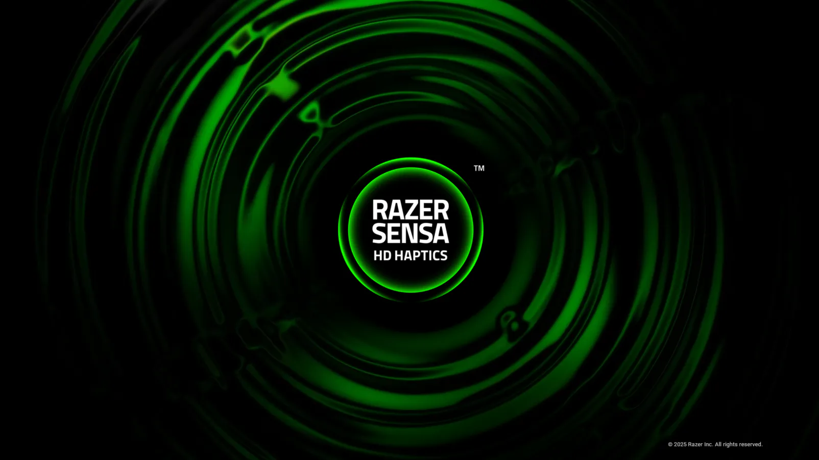 Razer Sensa HD Haptics logo on a green rippling background